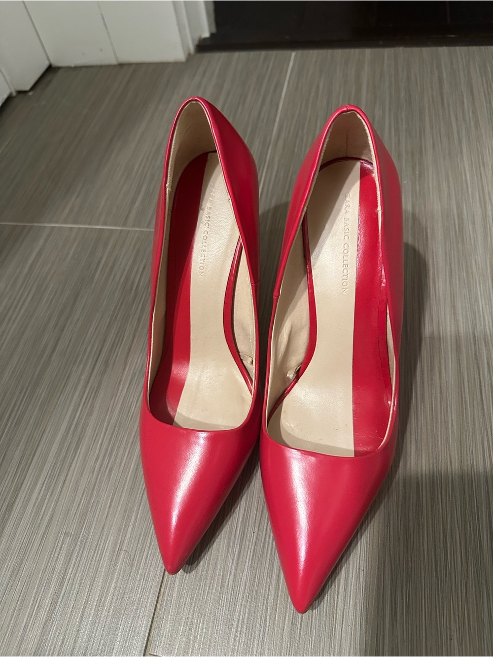 Zara Bright Red Pointed Stiletto Pumps